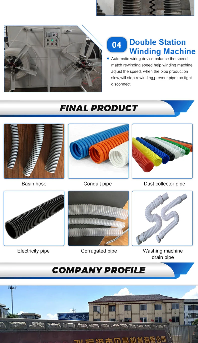 Electrical Protection HDPE PVC Plastic Corrugated Pipe Hose Tube Extruder Machine Production Line Manufacturing Plant Equipment